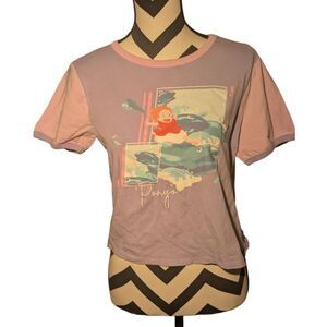 Ponyo XL Women's Lavender Pink Color Block Graphic T-Shirt